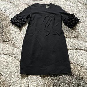 Taylor Black Shift 3/4 Ruffled Sleeve Dress Size 6